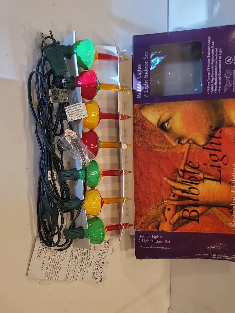 GK Bubble Lights 7-Light Indoor Set - Red, Yellow, Green